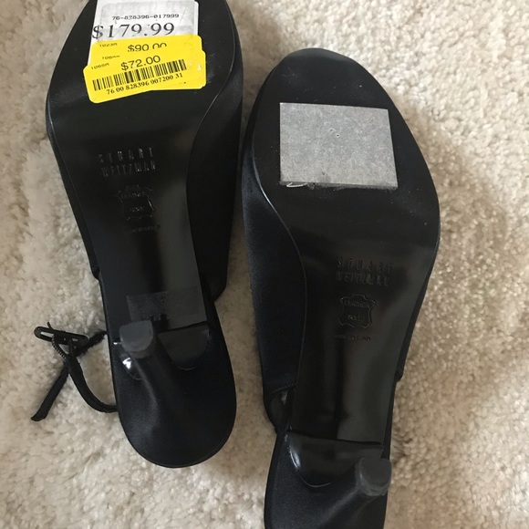 New Stuart Weitzman Satin Peep-toe Slingback Pumps - Picture 4 of 16